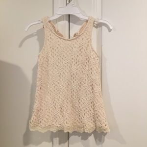 Lace girls tank tee with lining, cream color